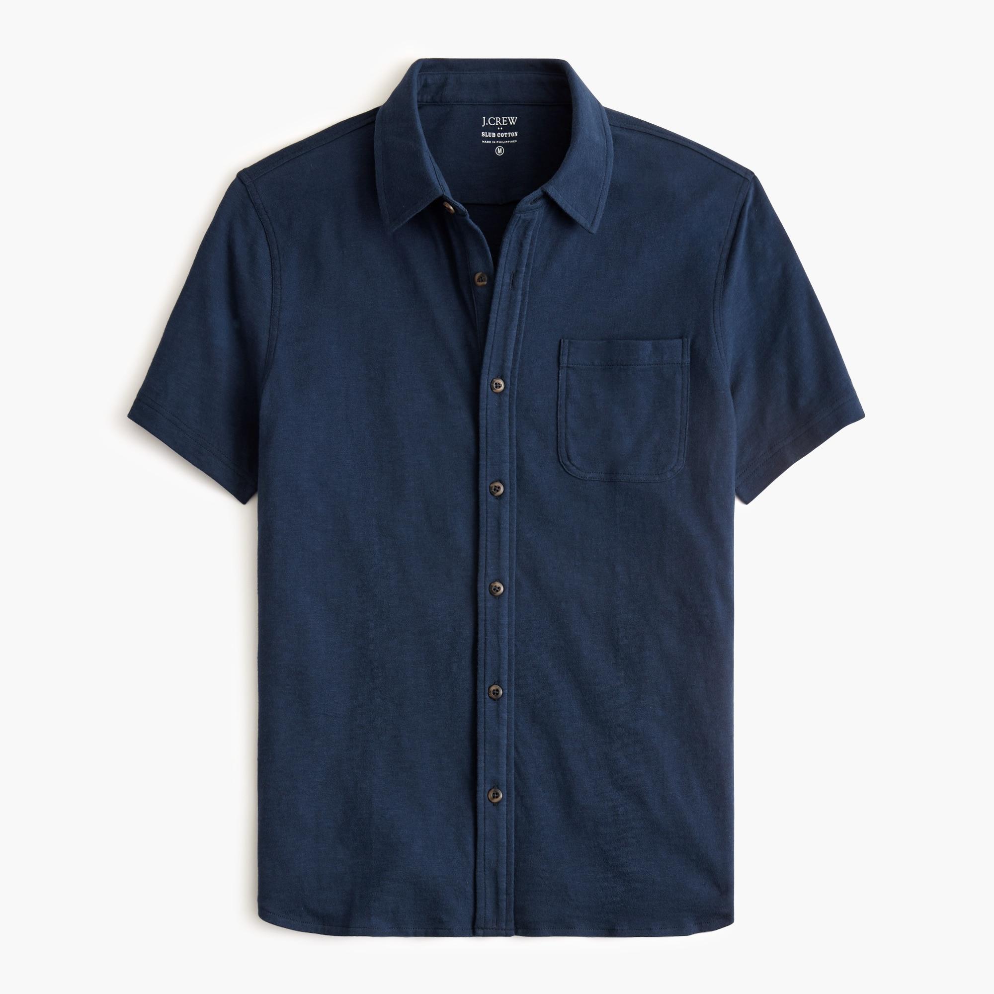 Short-sleeve knit button-down shirt Product Image