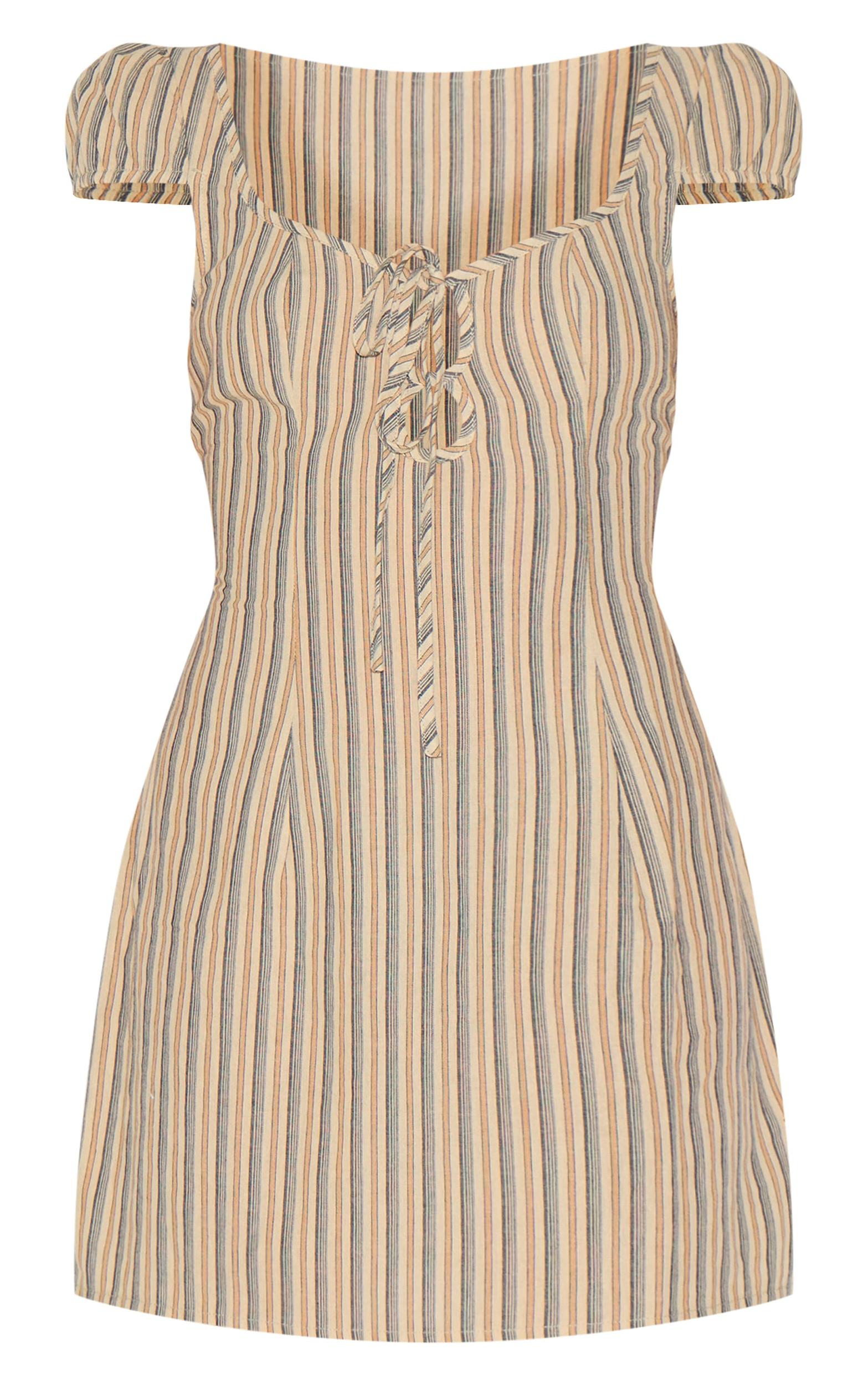 Petite Stone Striped Front Tie Mini Dress Product Image