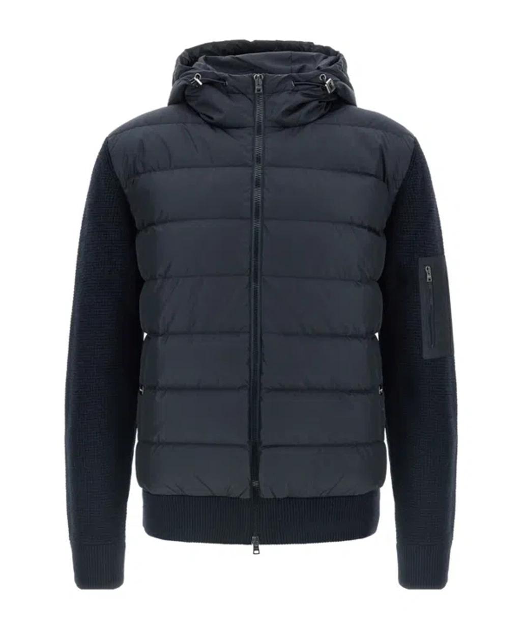HERNO Padded Bomber Jacket With Wool Sleeves Clothing In Black Product Image