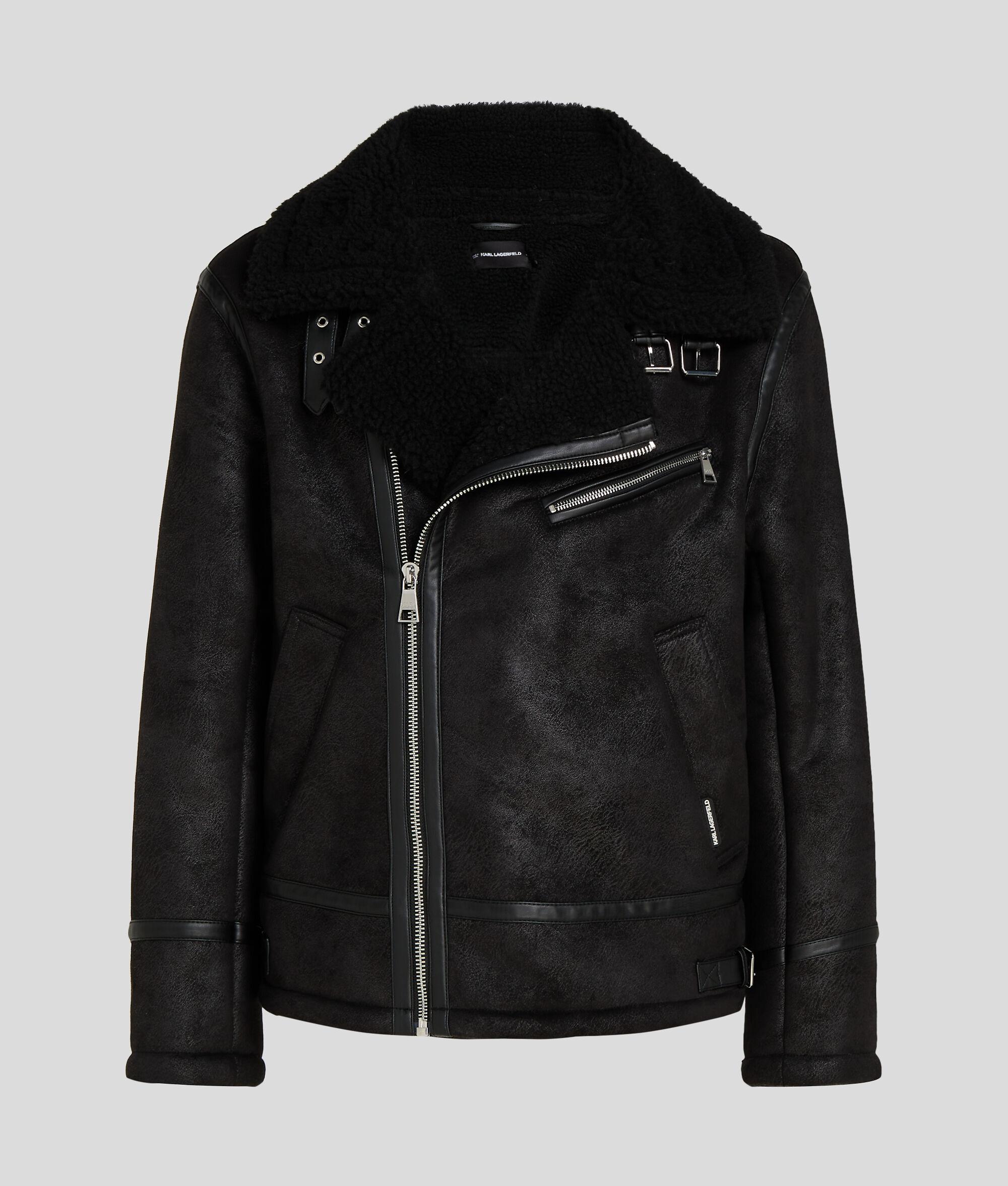 FAUX-SUEDE SHEARLING BIKER JACKET Product Image
