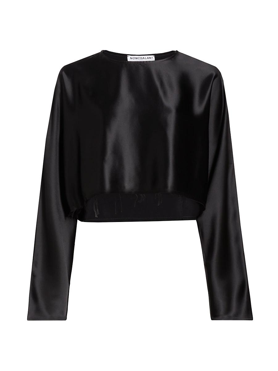 Womens Emilia Satin Crop Blouse Product Image