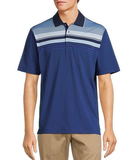 Roundtree & Yorke Performance The Fairway Short Sleeve Placed Chest Stripe Polo Shirt Product Image