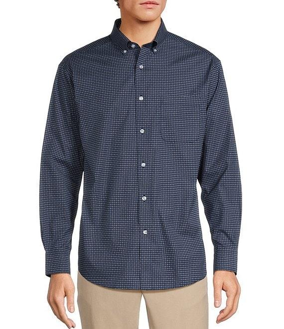 Gold Label Roundtree & Yorke Non-Iron Long Sleeve Geometric Print Poplin Sport Shirt Product Image