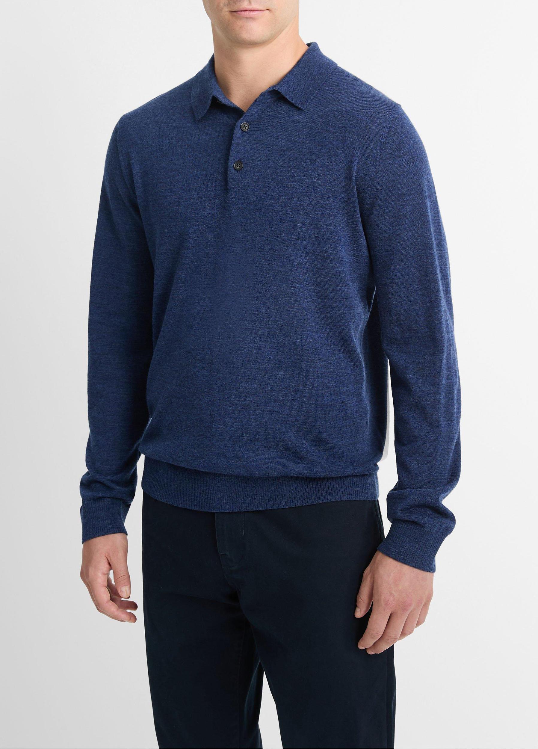 Wool Long-Sleeve Polo Sweater Product Image