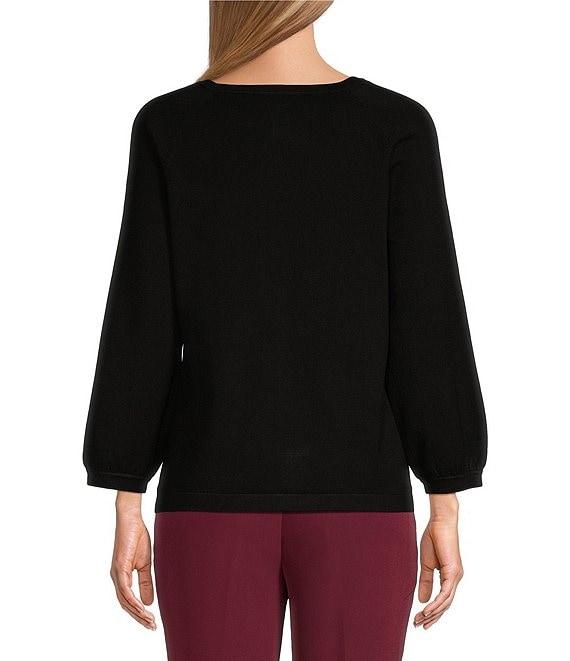 Investments 3/4 Balloon Sleeve Crew Neck Sweater Product Image