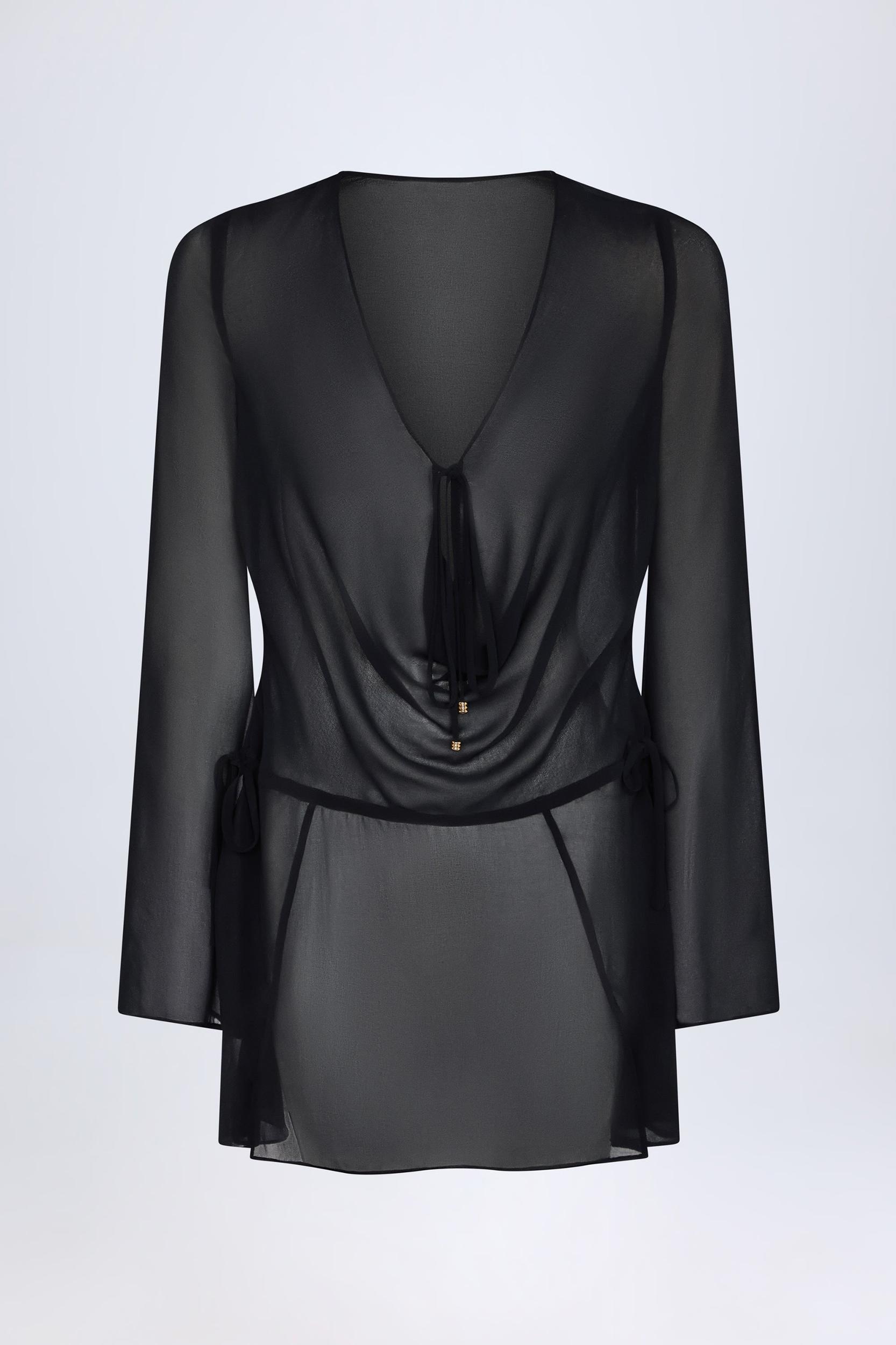 Cowl-Neck Mini Dress in Black Product Image