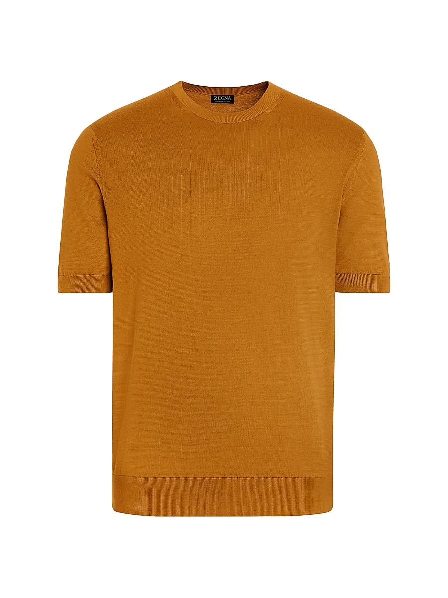Mens Ribbed Crewneck Collar Premium Cotton T-Shirt Product Image