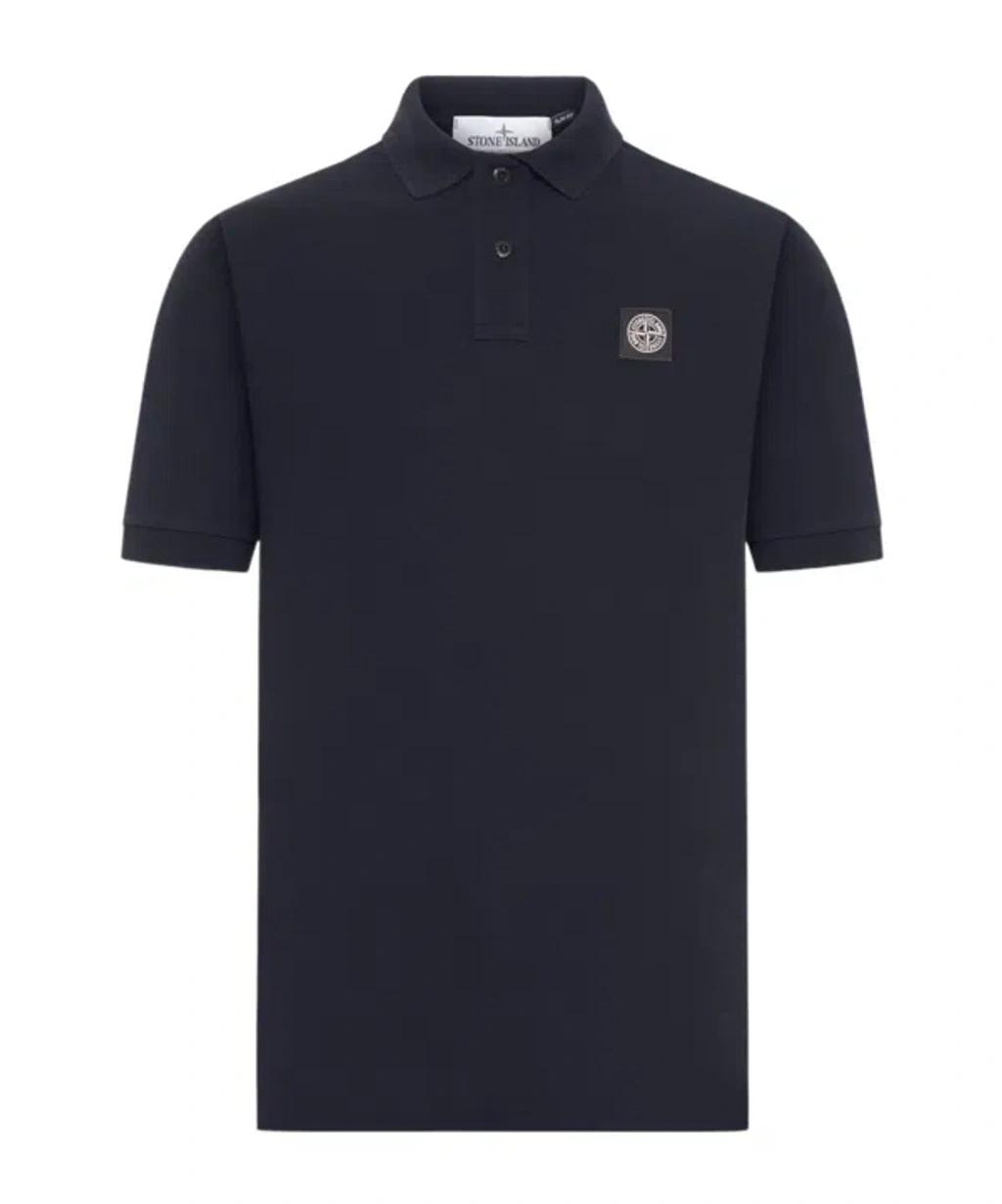STONE ISLAND Mens Black Brand-patch Regular-fit Stretch-cotton Polo Shirt Xl Product Image