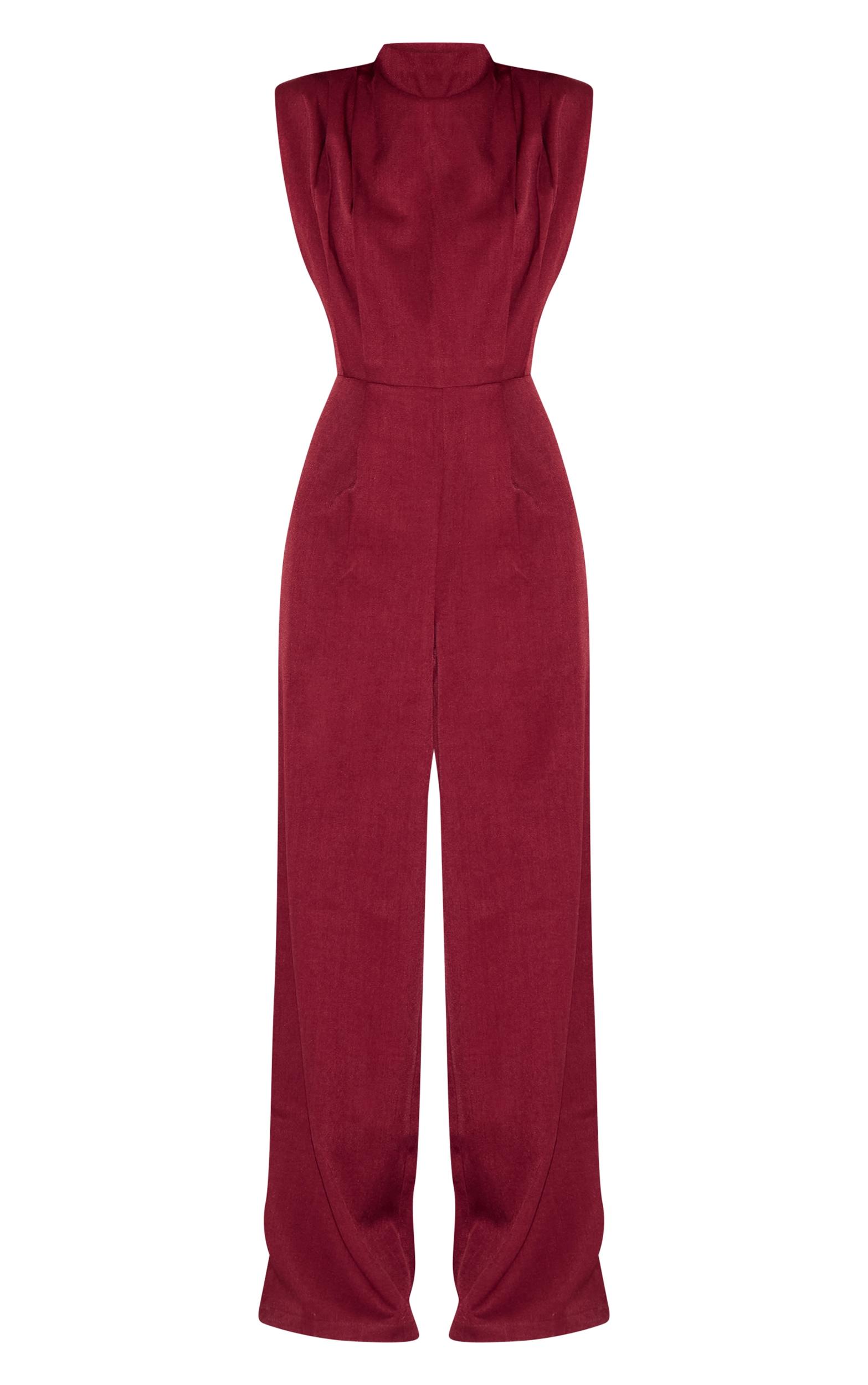 Dark Plum Woven Cap Sleeve Flare Jumpsuit Product Image