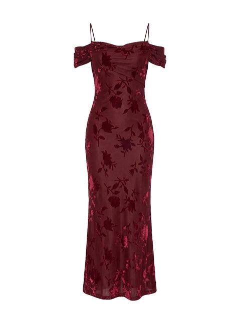 Green Gables Burnout Maxi Dress Burgundy Product Image