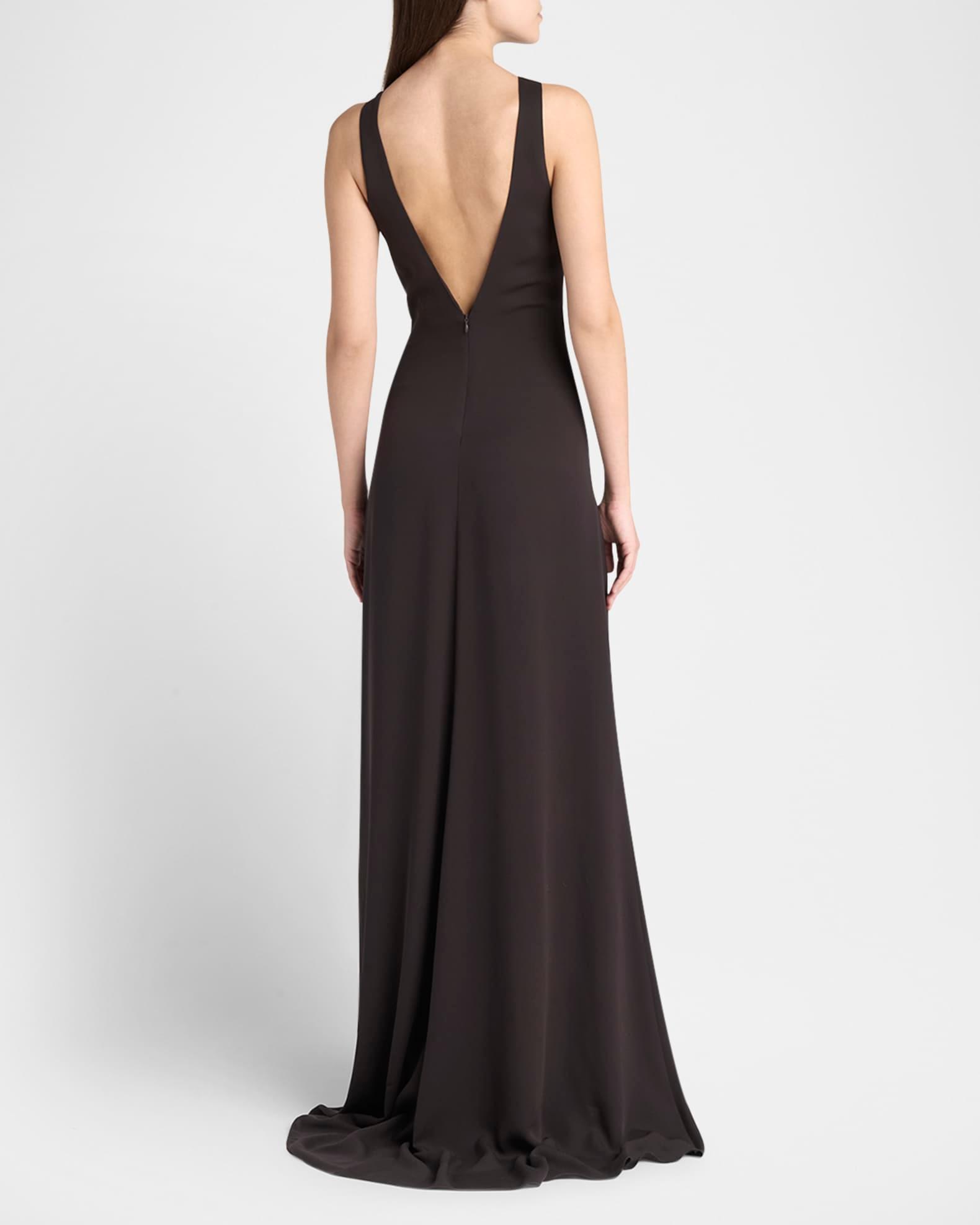 Beaded-Ring Silk Georgette Backless Gown Product Image