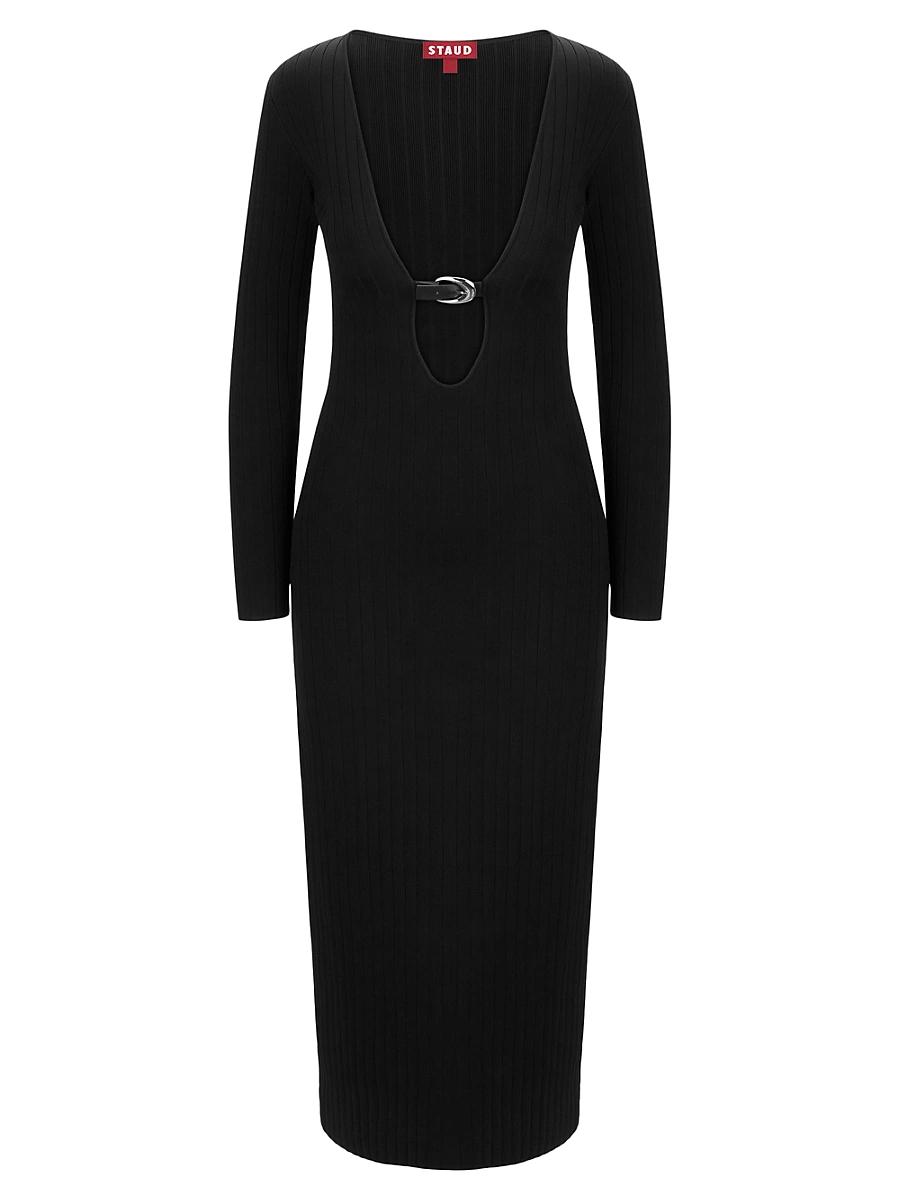 Womens Murphy Plunge Buckle Midi-Dress Product Image