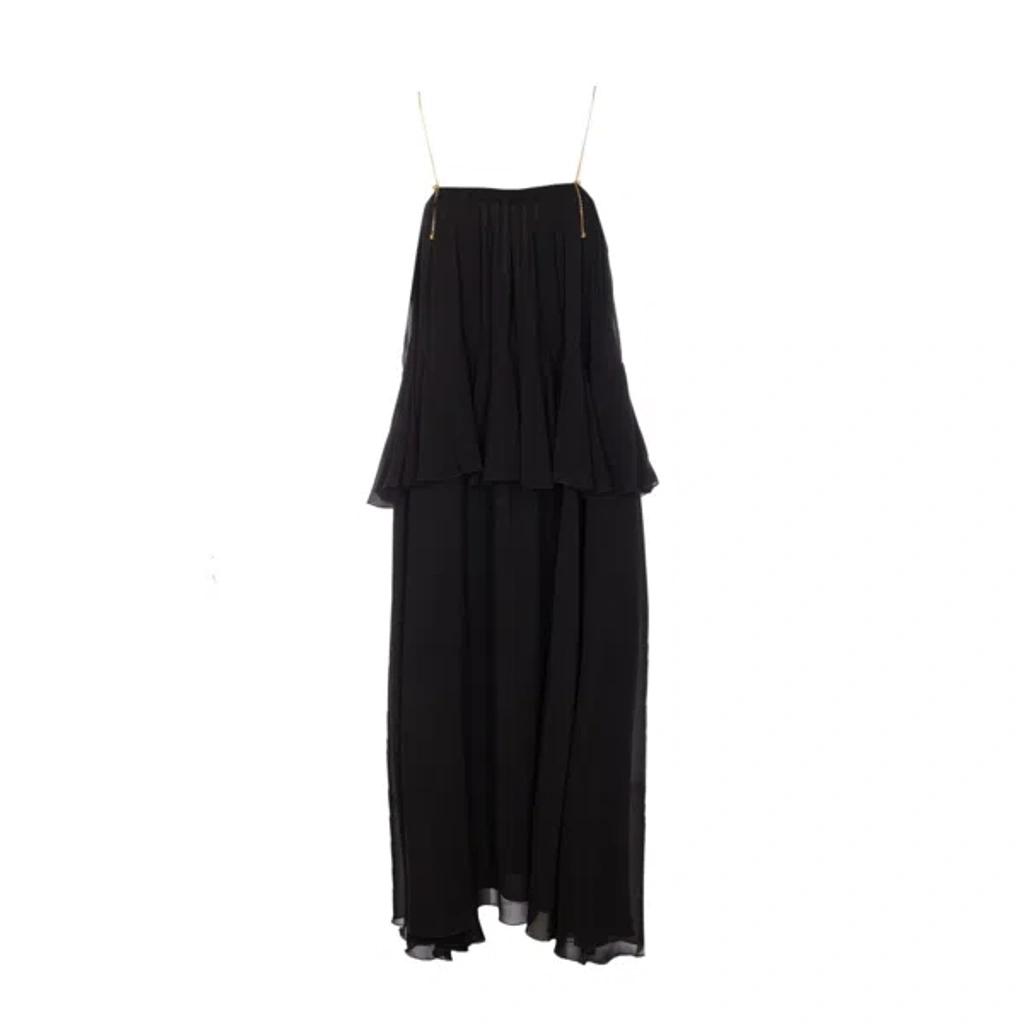 CHLOÉ Open-back Embellished Tiered Silk-georgette Maxi Dress In Black Product Image