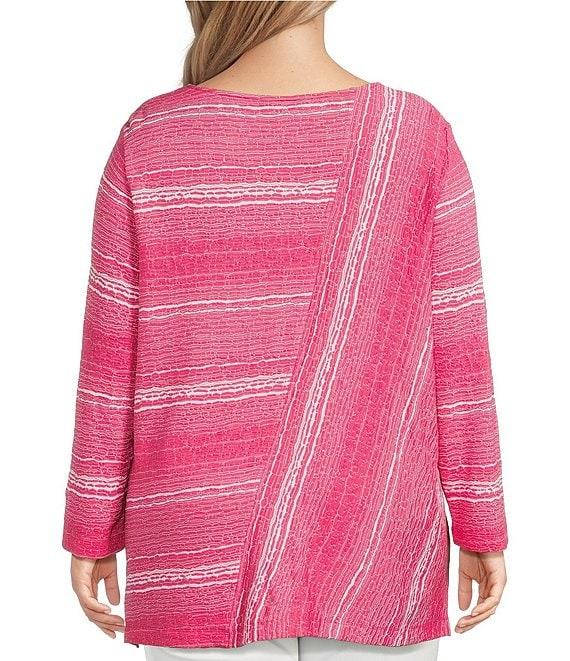 Ali Miles Plus Size Textured Knit Round Neck Long Sleeve Top Product Image