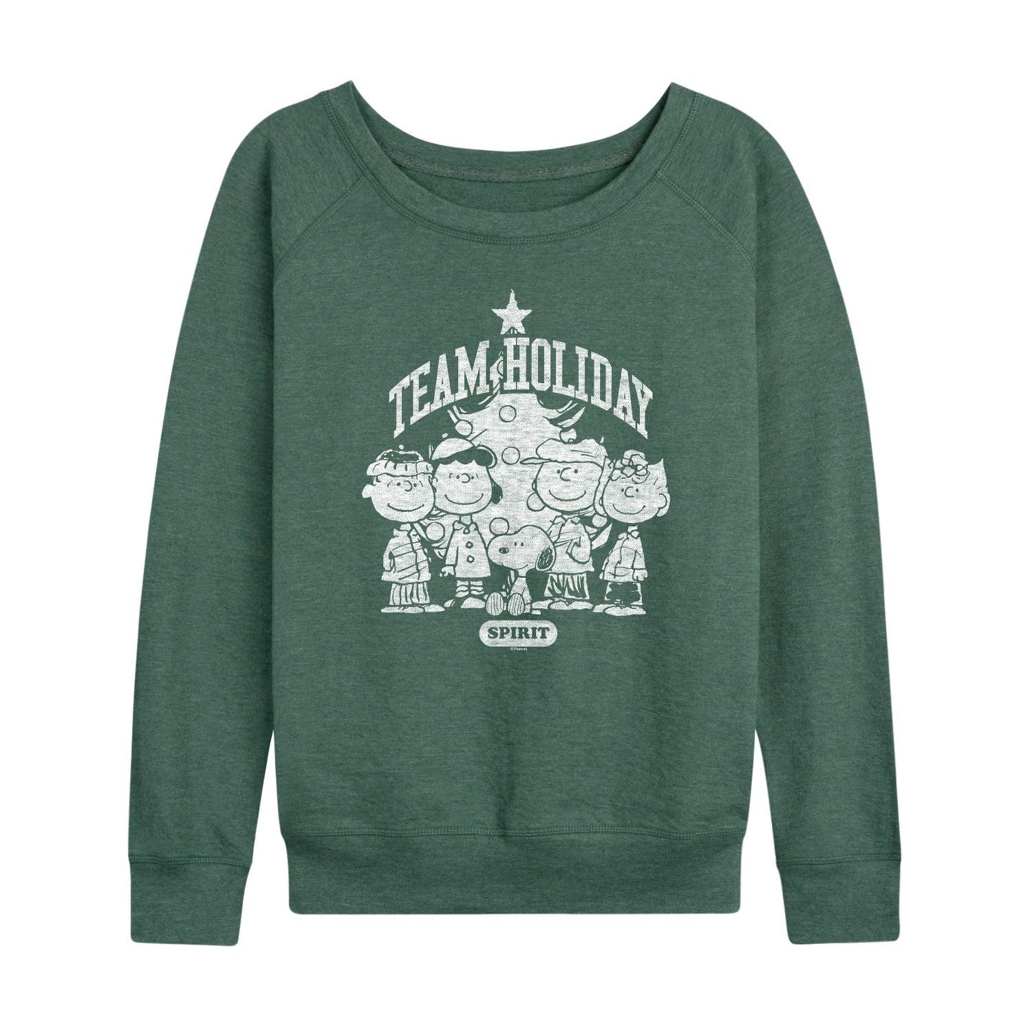 Women's Peanuts Team Holiday Spirit French Terry Long Sleeve Tee,  Product Image