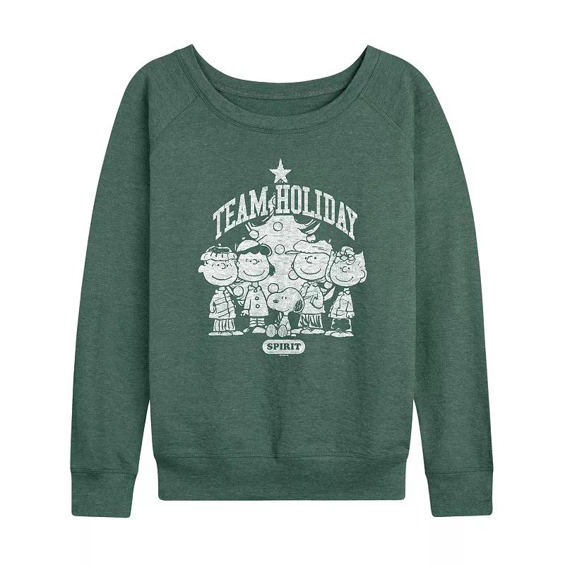 Women's Peanuts Team Holiday Spirit French Terry Long Sleeve Tee,  Product Image