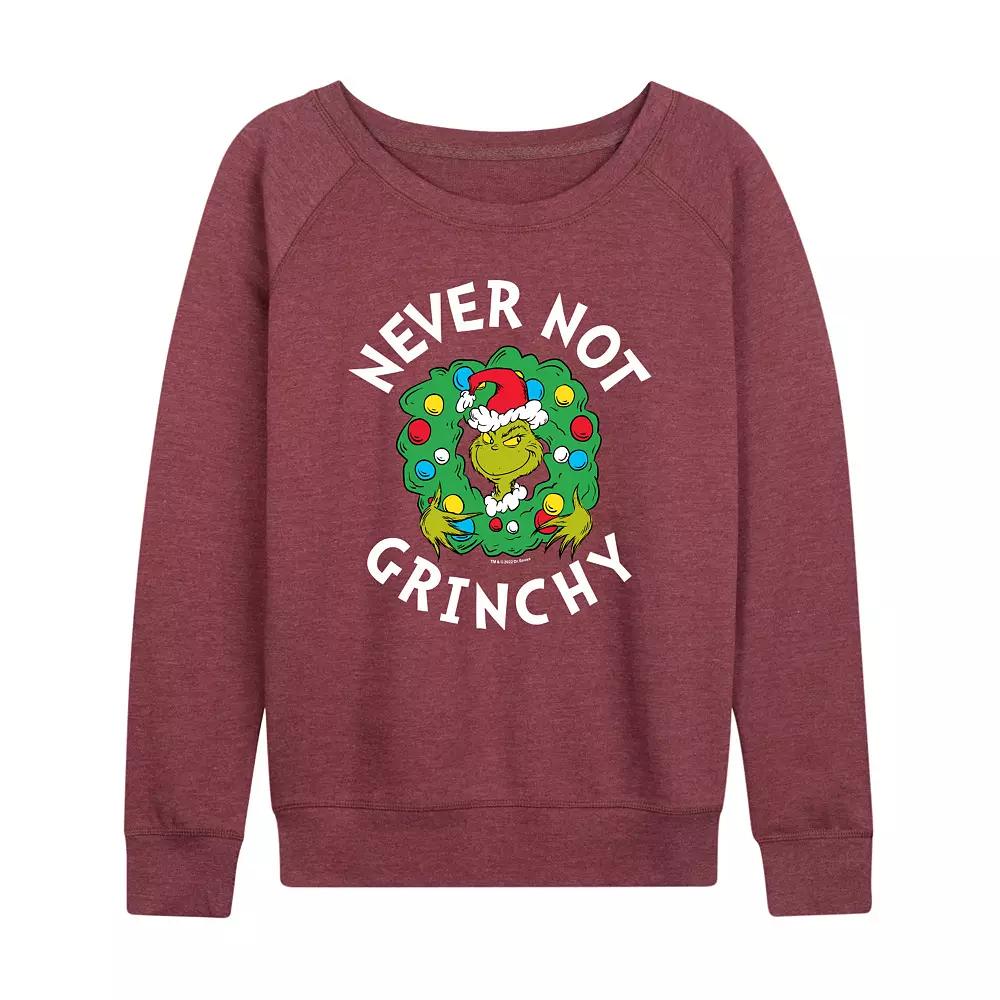 Women's Dr. Seuss Never Not Grinchy French Terry Long Sleeve Tee,  Product Image