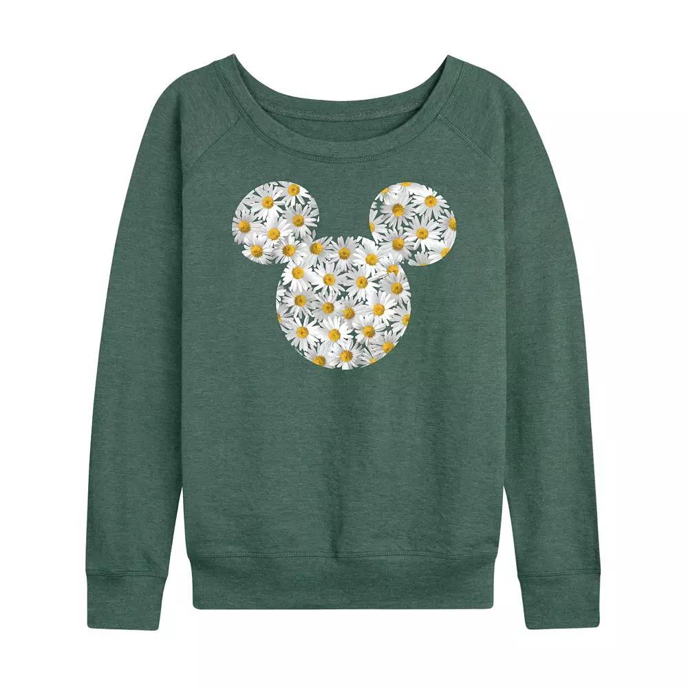 Disney's Mickey Mouse Women's Daisies French Terry Long Sleeve Tee, Girl's,  Product Image
