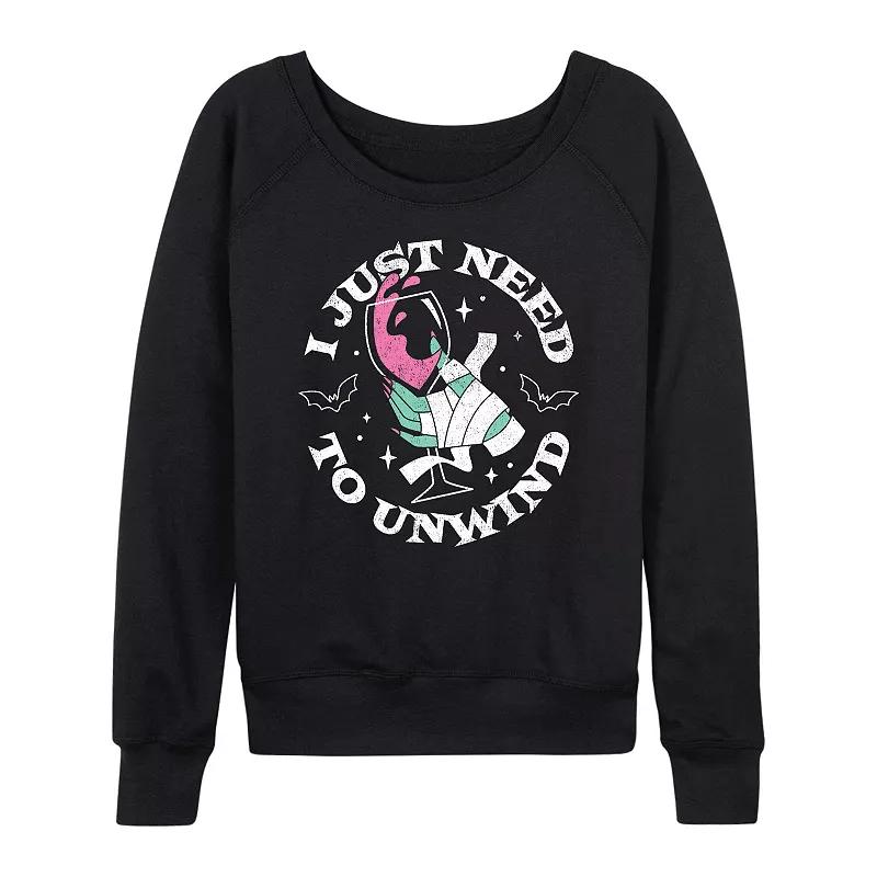 Women's I Just Need To Unwind Mummy French Terry Long Sleeve Tee,  Product Image