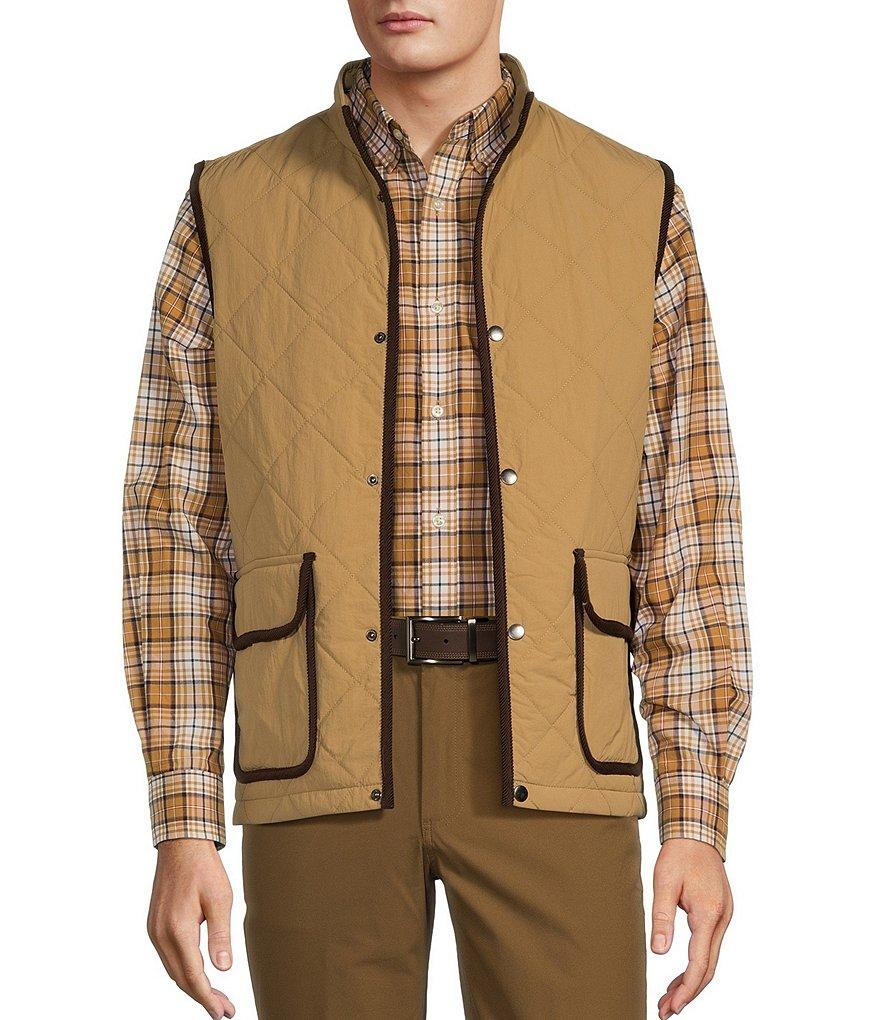 Roundtree & Yorke Quilted Corduroy Trim Solid Vest Product Image