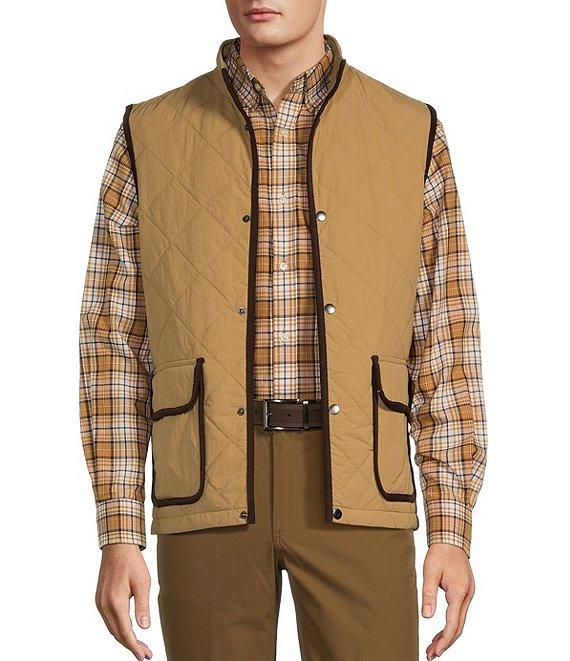 Roundtree & Yorke Quilted Corduroy Trim Solid Vest Product Image