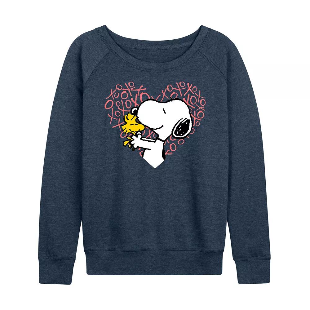 Women's Peanuts Snoopy & Woodstock XO Heart French Terry Long Sleeve Tee,  Product Image