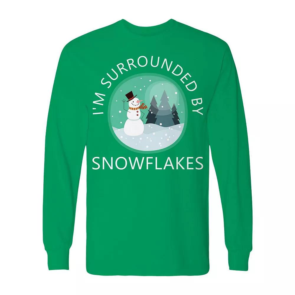 Men's Christmas Surrounded Snowflakes Long Sleeve Graphic Tee, Adult Unisex,  Product Image