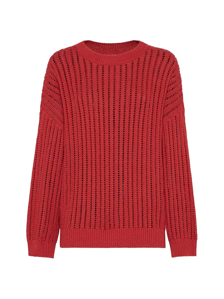 Womens Cotton Openwork Rib Sweater Product Image