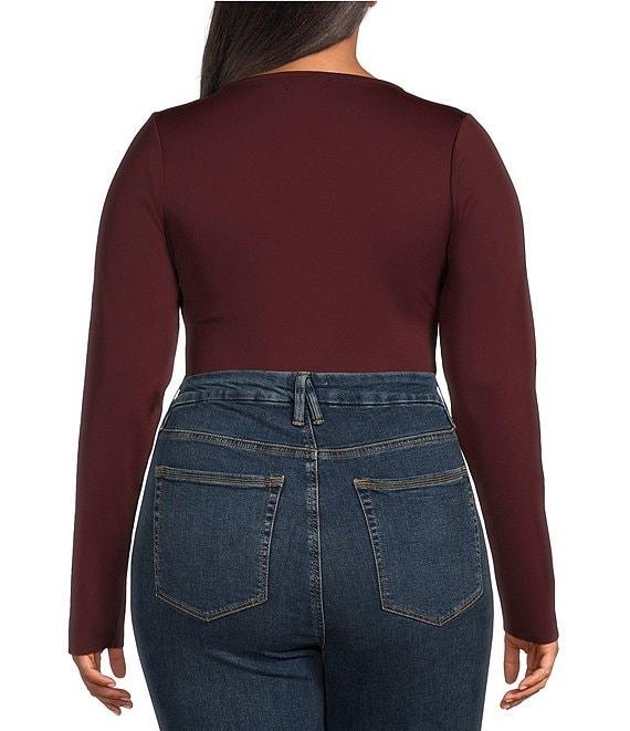 Good American Plus Size Sculpting Scoop Neck Long Sleeve Bodysuit Product Image