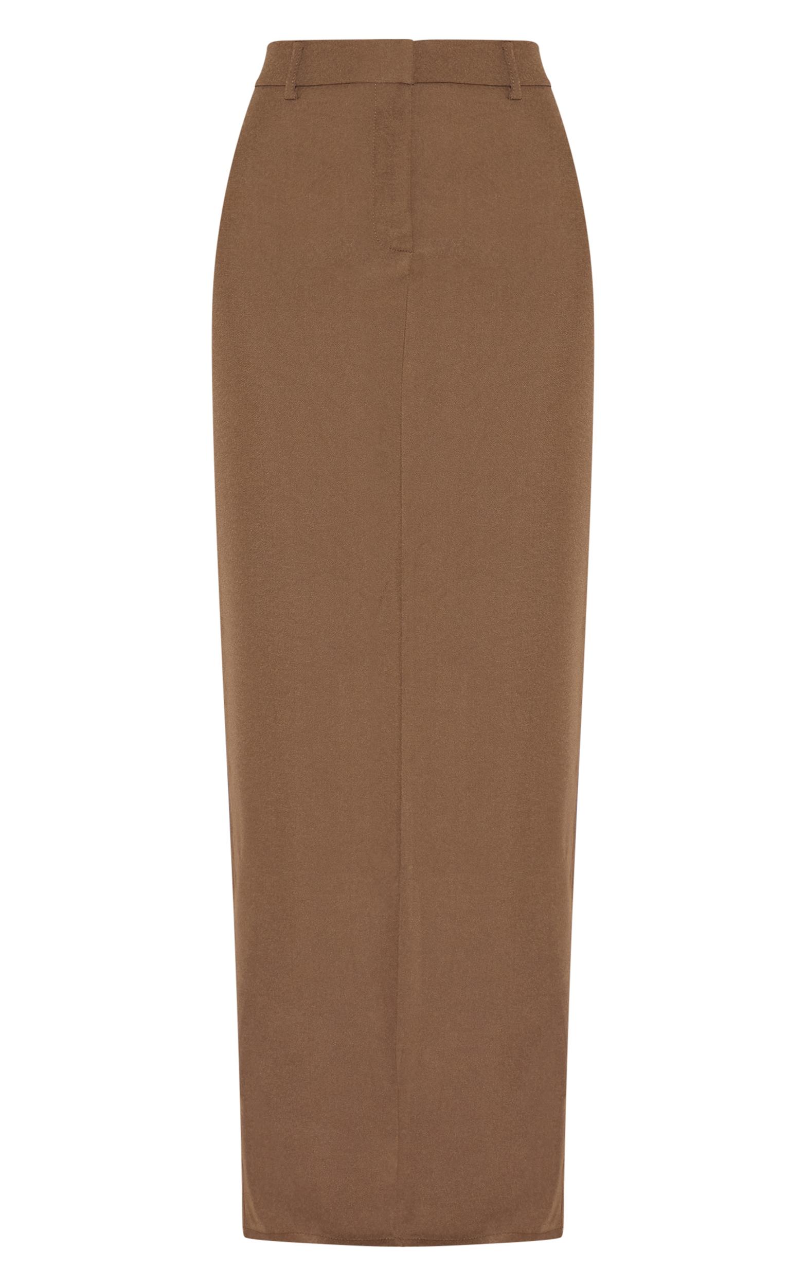 Chocolate Tailored Woven Maxi Skirt  Product Image