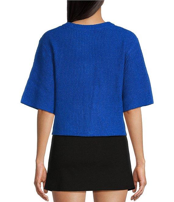 Copper Key Cropped Short Sleeve Cardigan Sweater Product Image