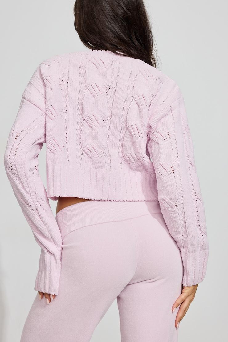 Chenille Cropped Cable Sweater Product Image