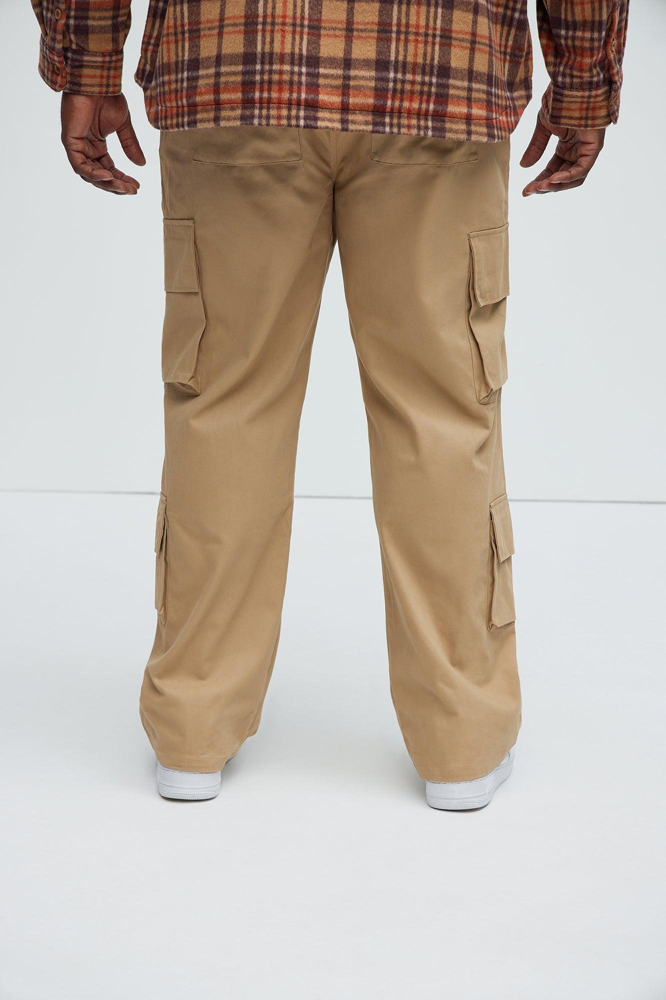 Loose Screw Baggy Cargo Pants - Khaki Product Image