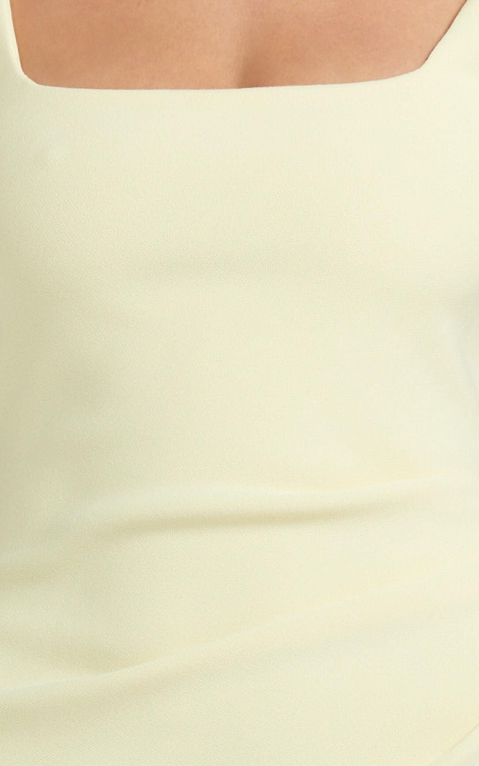 Tessa Maxi Dress - Square Neck Ruched Side Bodycon Dress in Lemon Product Image