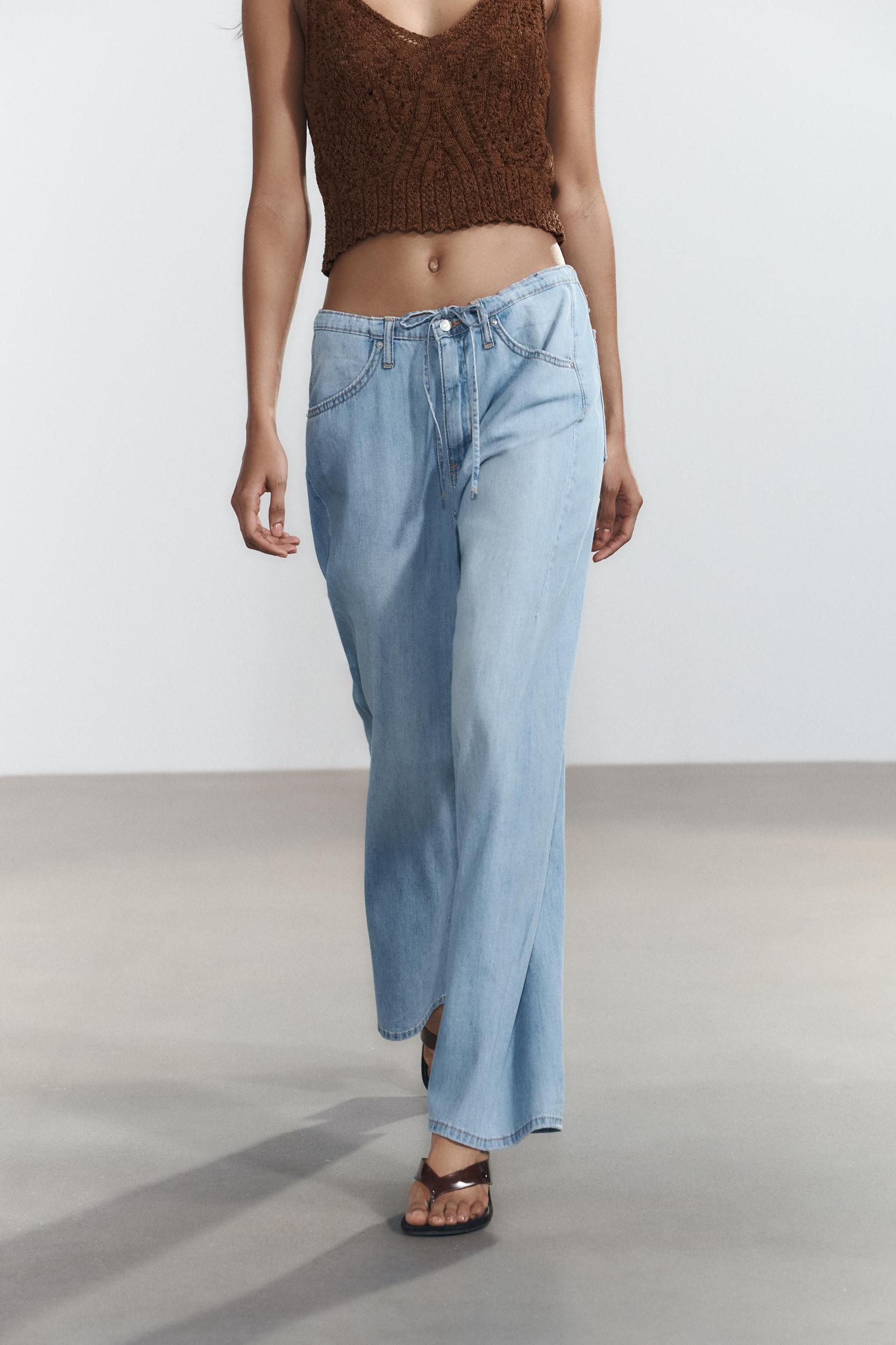 FLOWY DRAWSTRING DENIM PANTS Product Image
