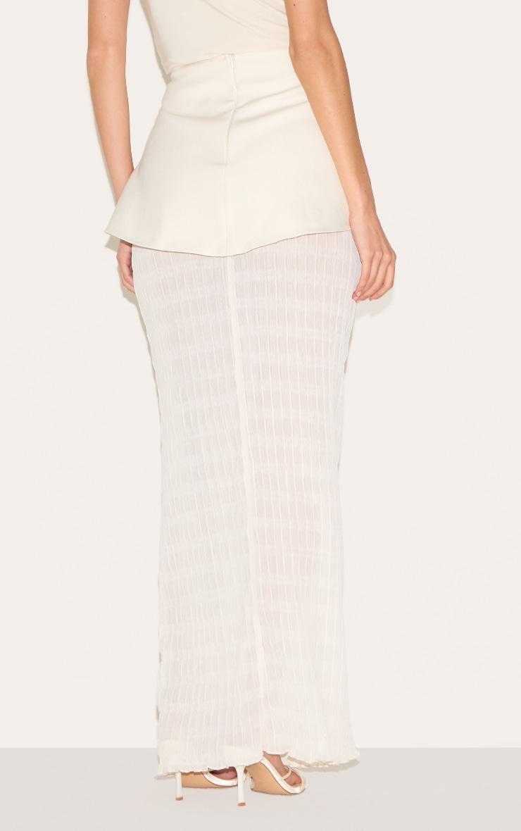 Cream Overlay Detail Textured Woven Maxi Skirt Product Image
