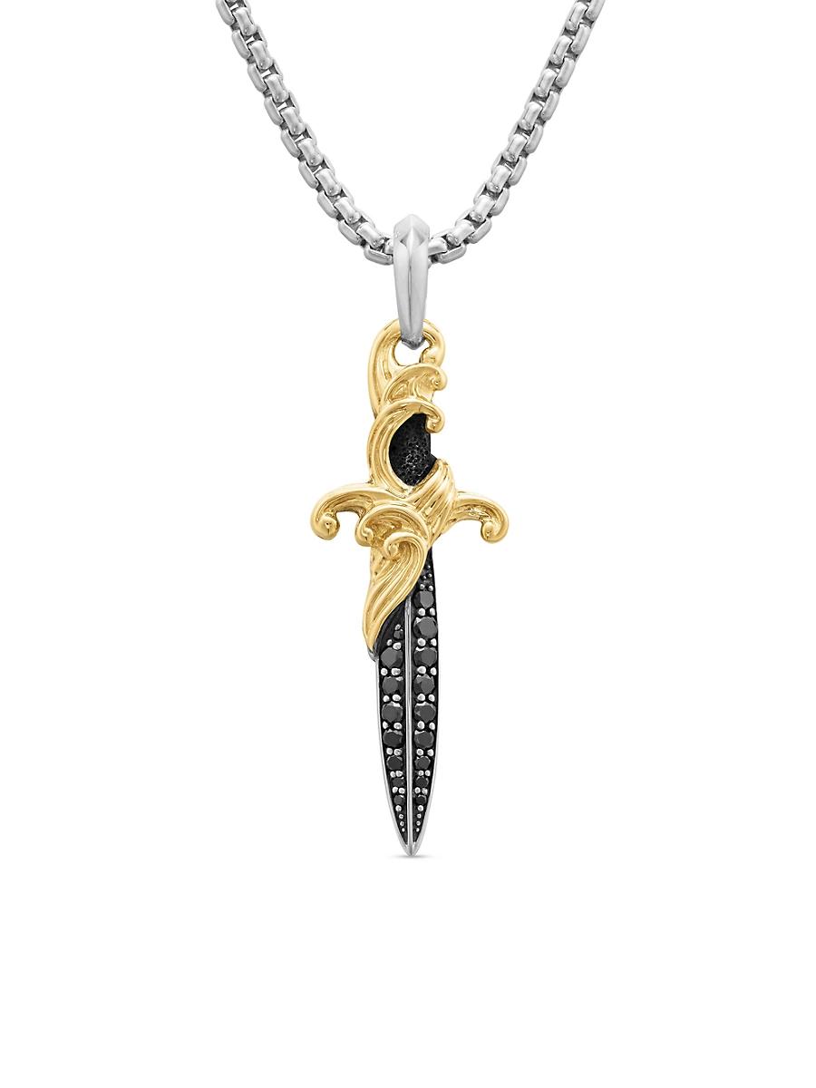 Mens Waves Dagger Amulet in Sterling Silver Product Image