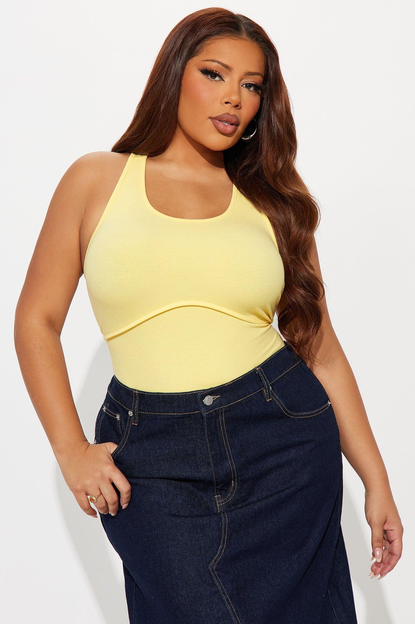 Arizona Ribbed Racerback Bodysuit - Butter Yellow Female Product Image