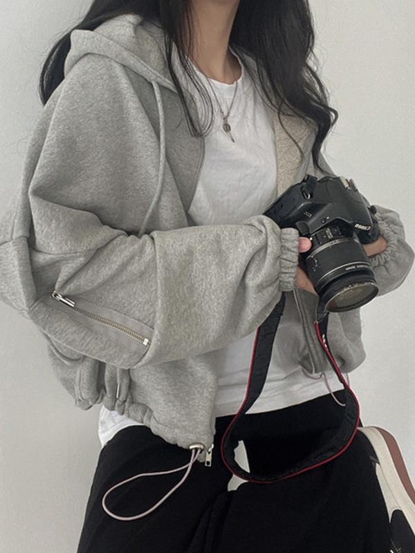 Oversized Zip Up Gray Hoodie Product Image