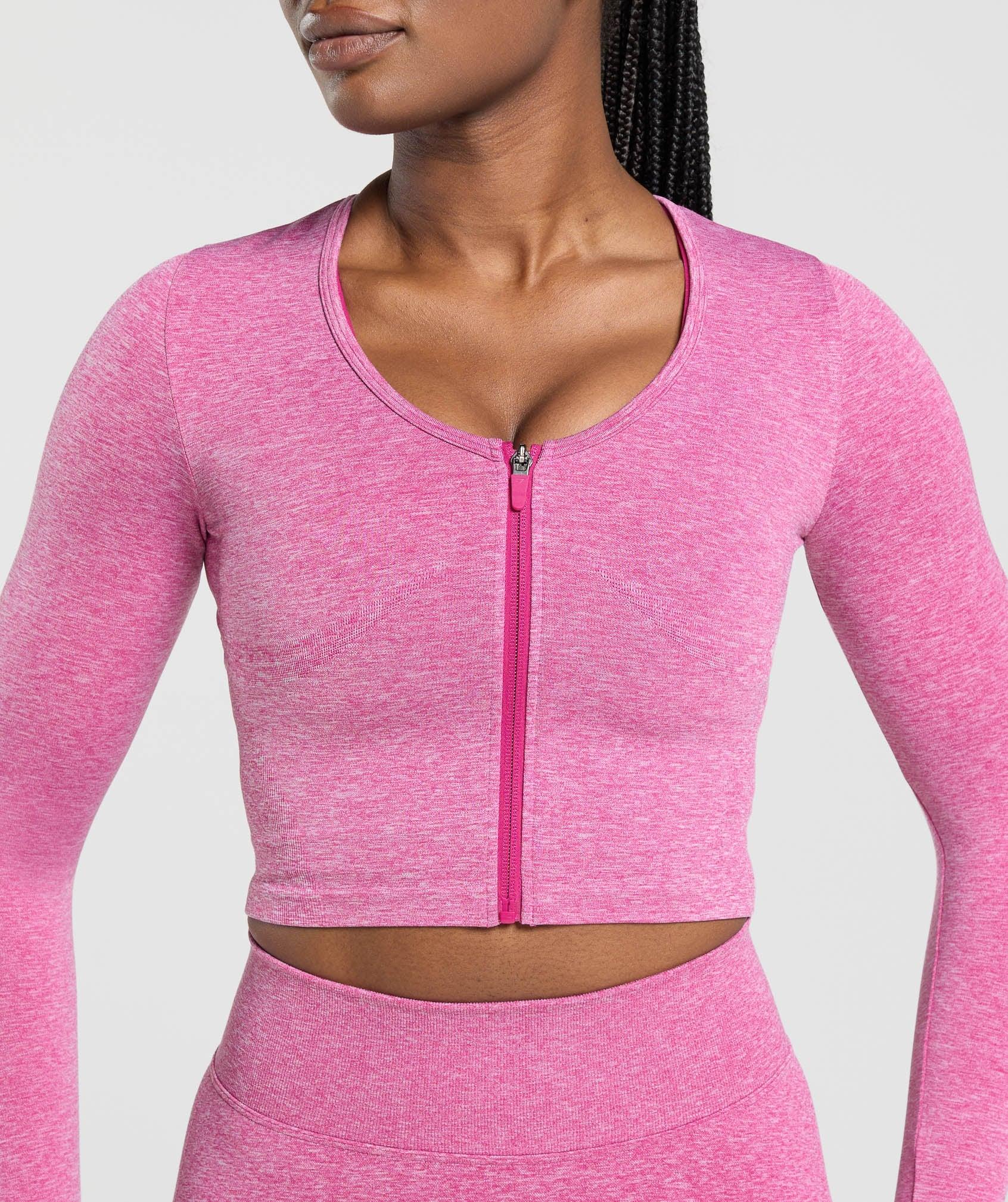 Gymshark Lift Seamless Zip Up Jacket - Winning Pink/White Marl Female Product Image