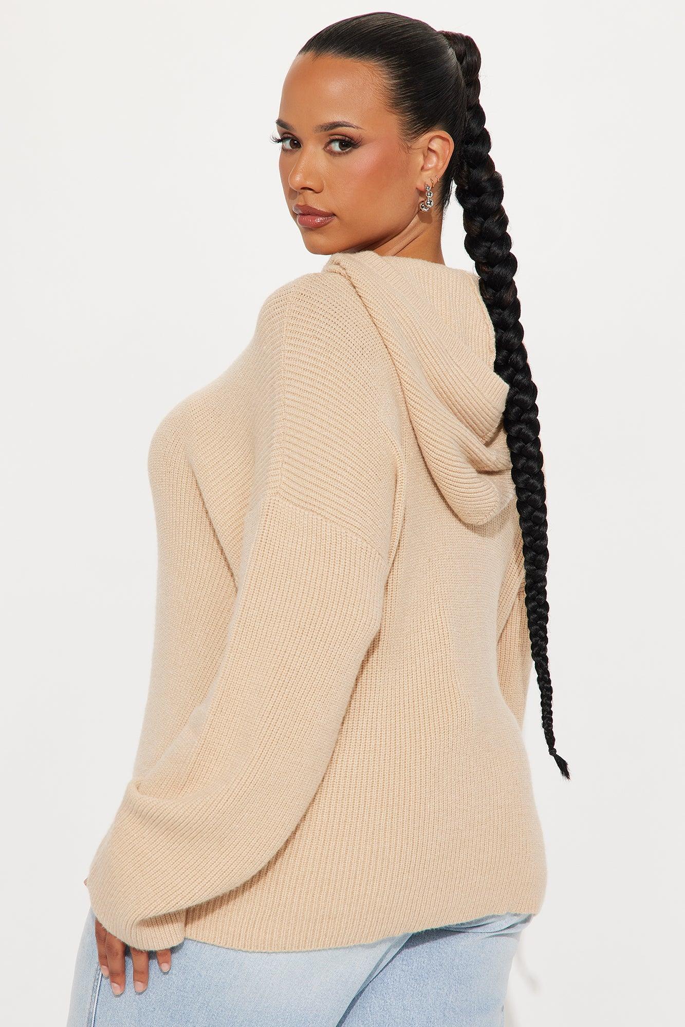 The Coziest Hooded Sweater - Beige Female Product Image