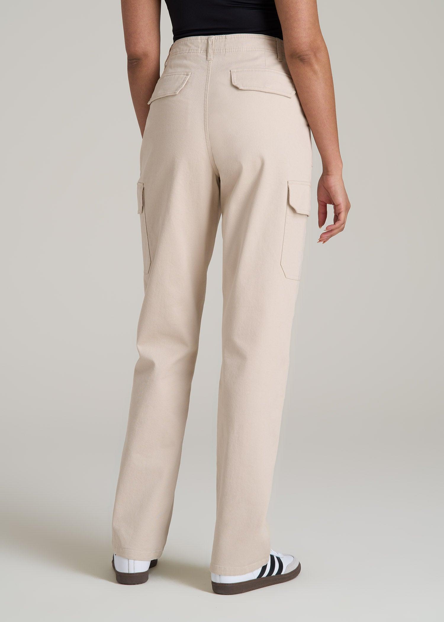 Straight Leg Cargo Chino Pants for Tall Women in Soft Beige Female Product Image