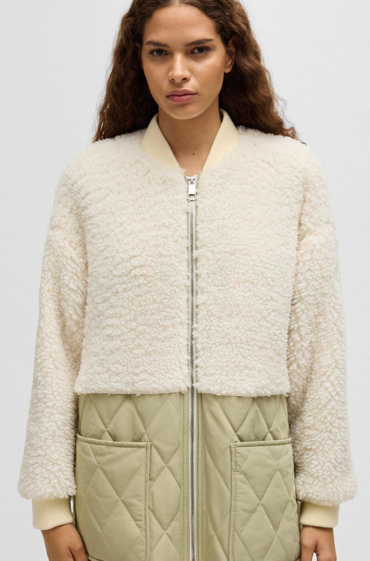 Teddy-paneled quilted jacket Product Image