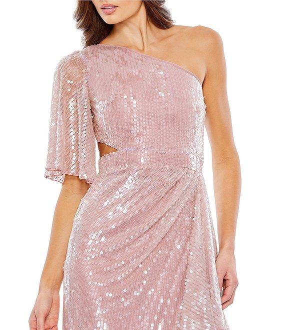 Mac Duggal One Shoulder Side Cut Out Sequin Dress Product Image