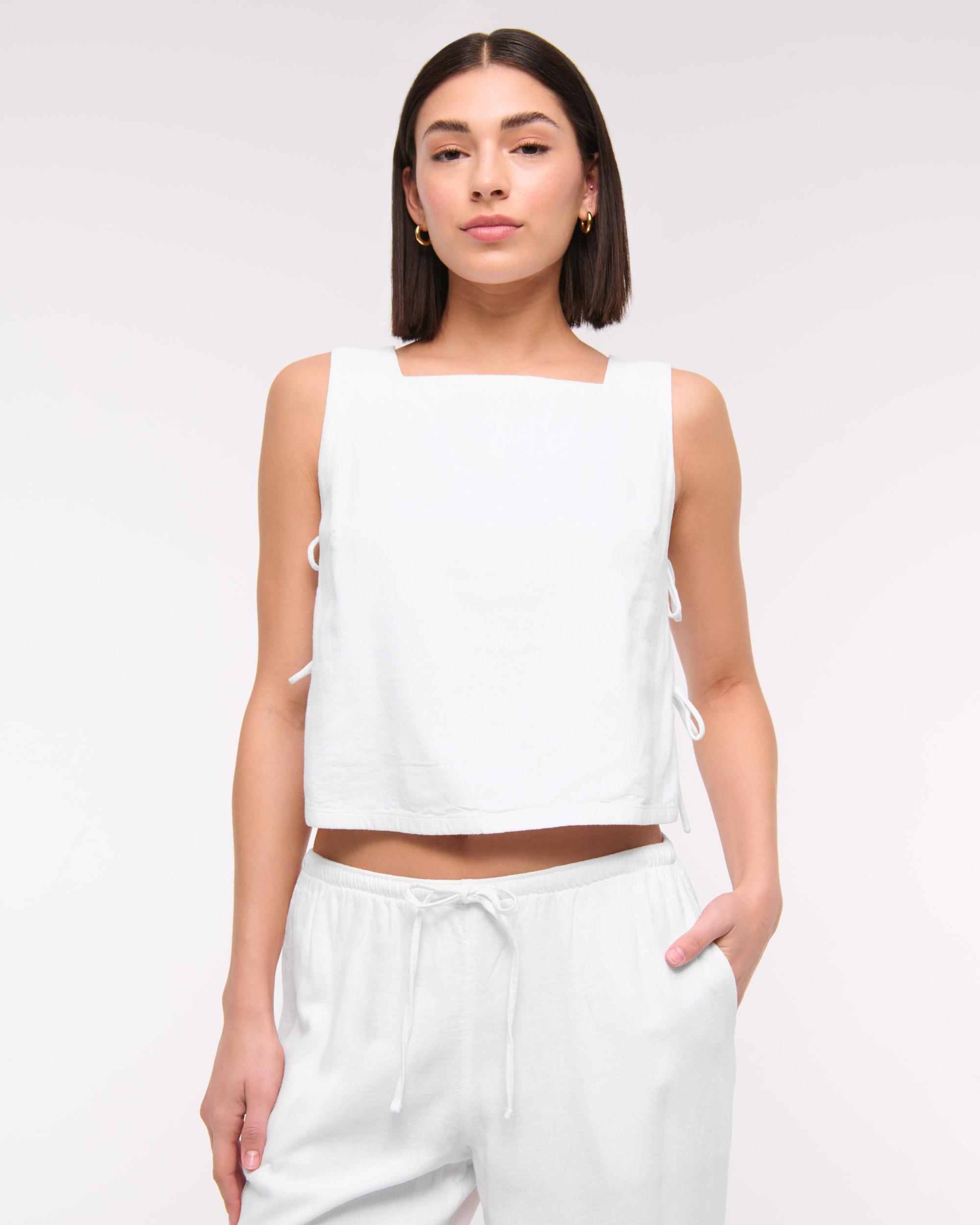 Apron Linen-Blend Set Top Product Image