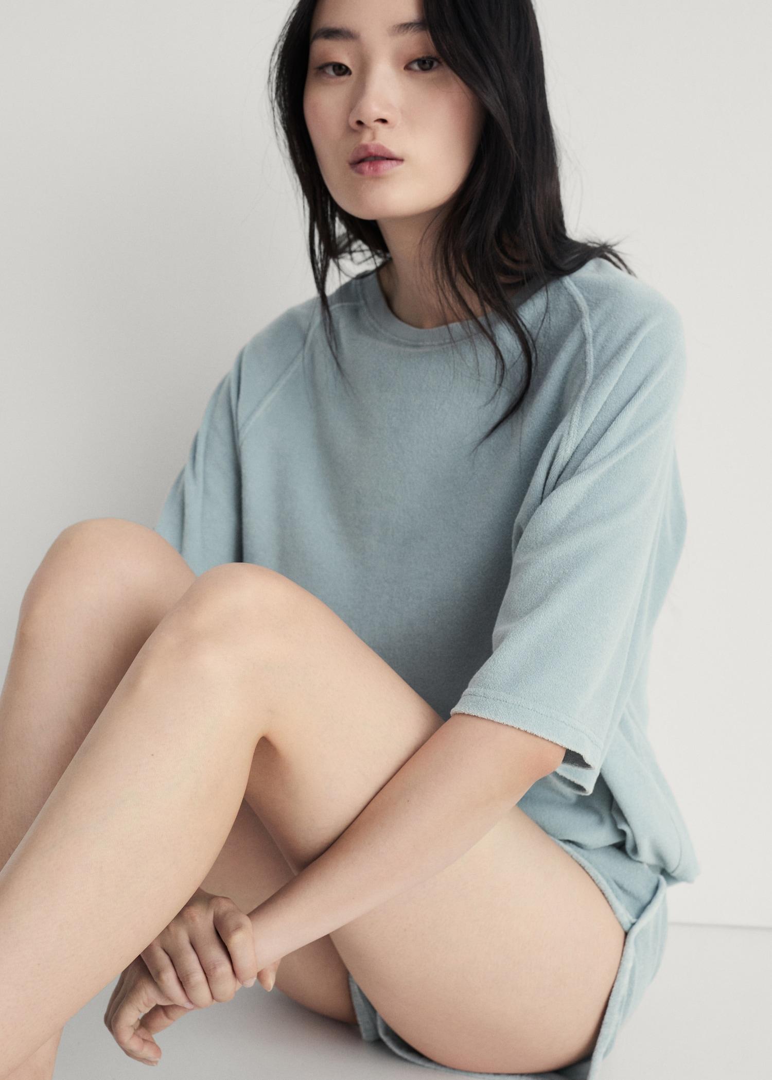 Terry cotton overdyed shorts - Women | MANGO USA Product Image