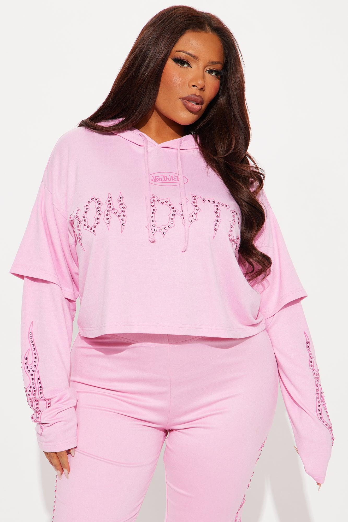 Von Dutch Fire Racer Layered Hoodie - Pink Product Image