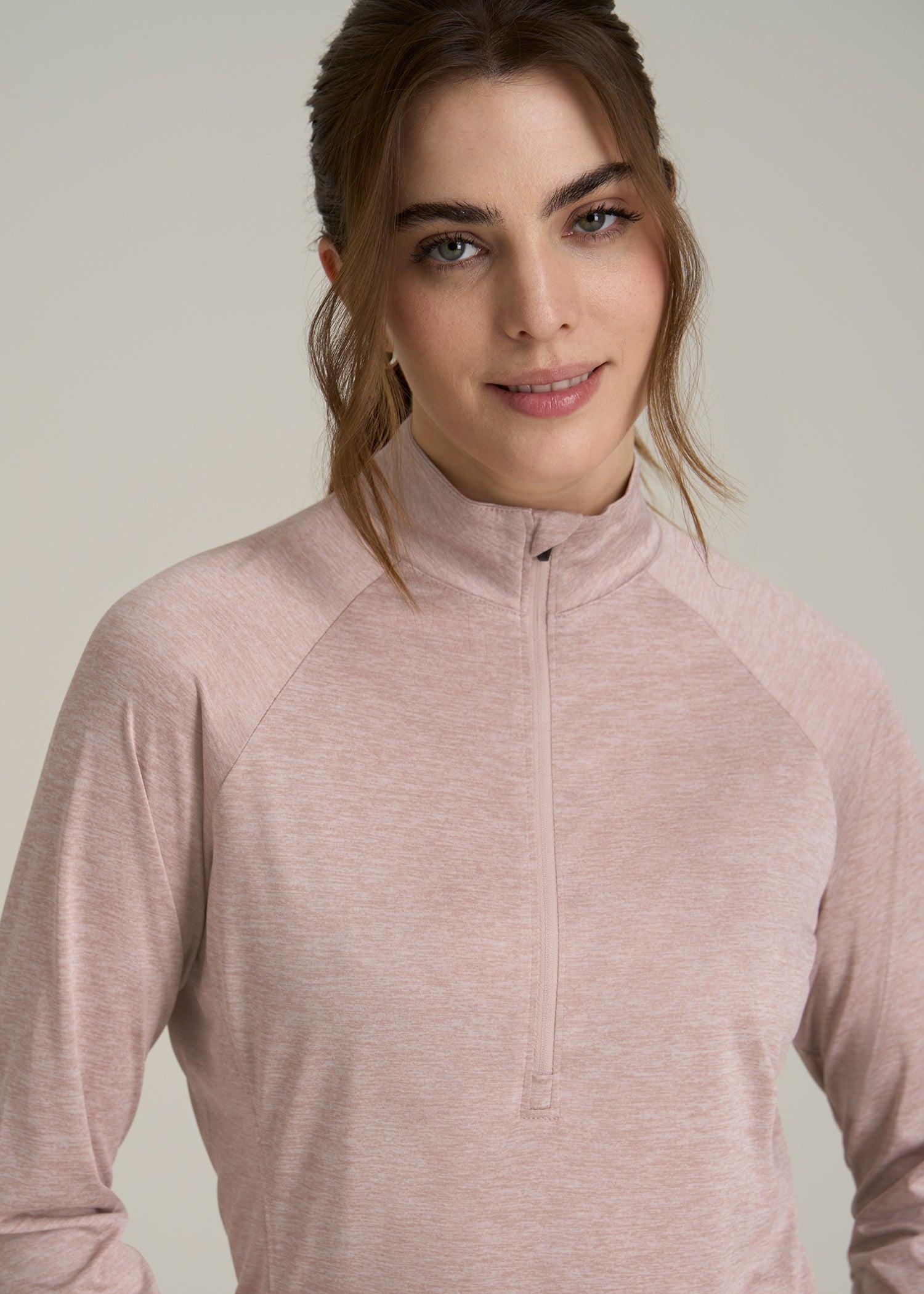 Long Sleeve Active Half-Zip Pullover Jacket for Tall Women in Desert Rose Mix Female Product Image