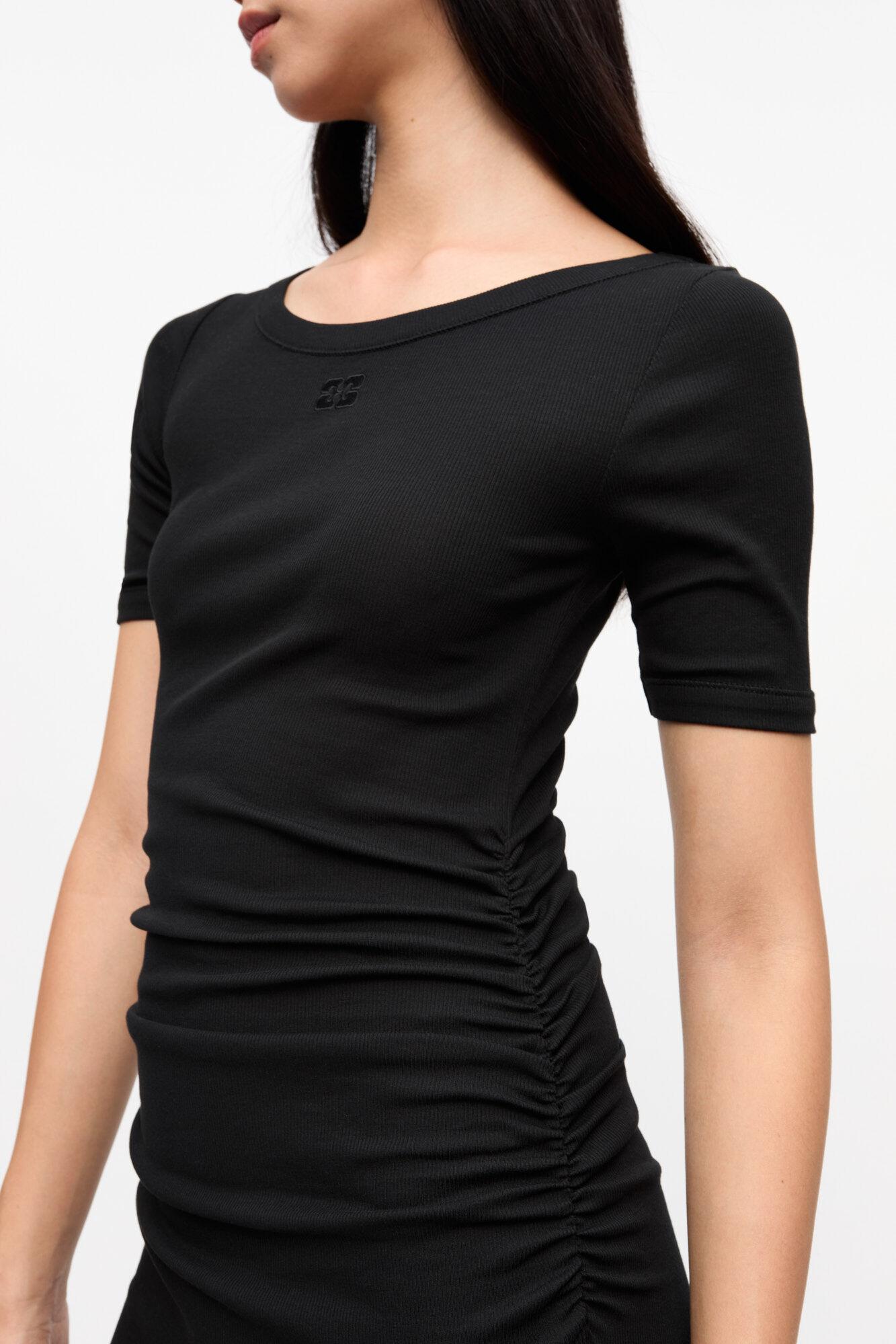 Black Soft Cotton Rib Dress Product Image