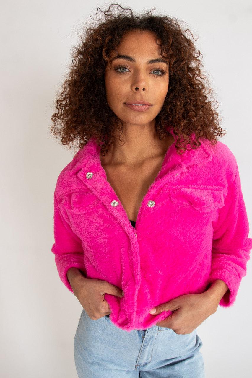 Cropped Faux Fur Shacket Product Image